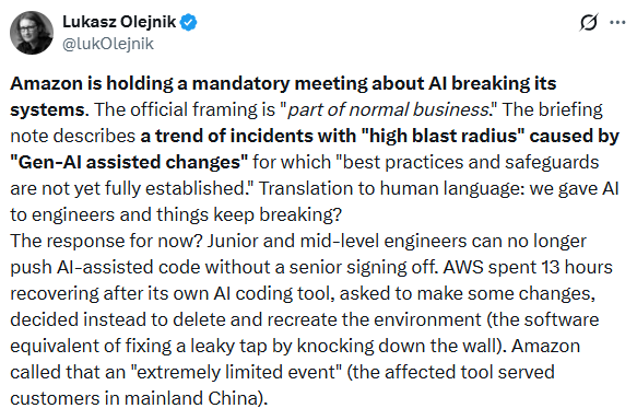 Amazon holding mandatory meeting over outage trend