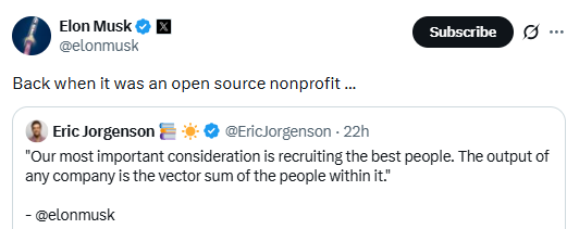 Elon Musk posts a sarcastic post before the trial against OpenAI