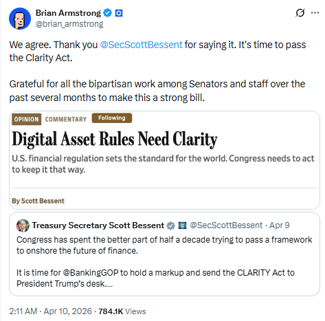 Coinbase's endorses the Clarity Act